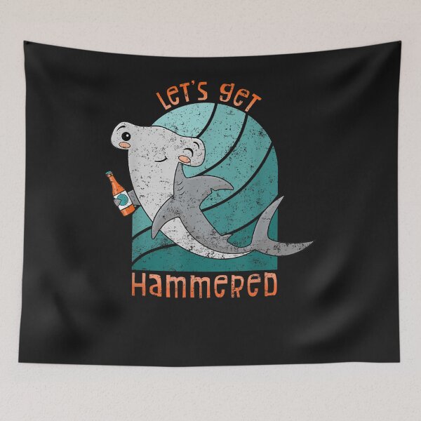 Item preview, Funny Hammerhead Shark Lets Get Hammered Drinking designed and sold by CedricJohns.