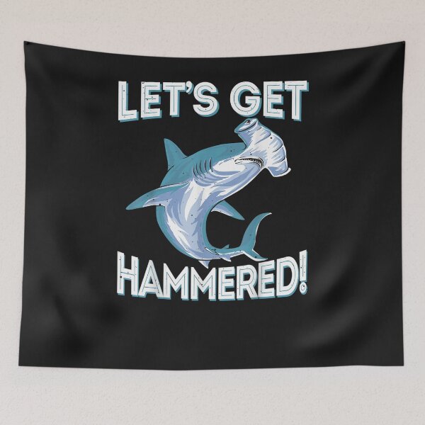 Item preview, Funny Hammerhead Shark Lets Get Hammered Party Tee designed and sold by CedricJohns.