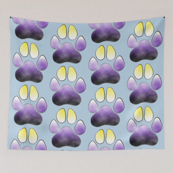 Item preview, Subtle Abstract Watercolour Nonbinary Pride Flag Paw Print designed and sold by cashewdays.
