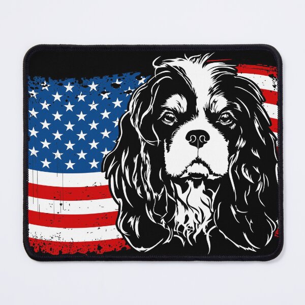 Item preview, Cavalier King Charles Spaniel American Flag patriotic dog designed and sold by dogarts.