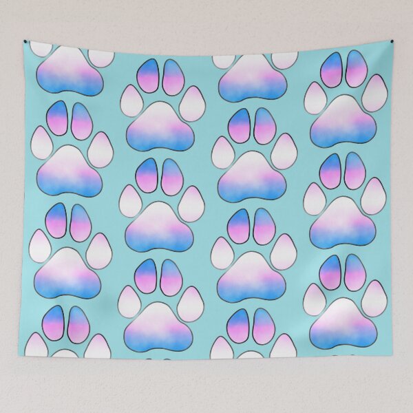 Item preview, Subtle Abstract Watercolour Transgender Pride Flag Paw Print designed and sold by cashewdays.
