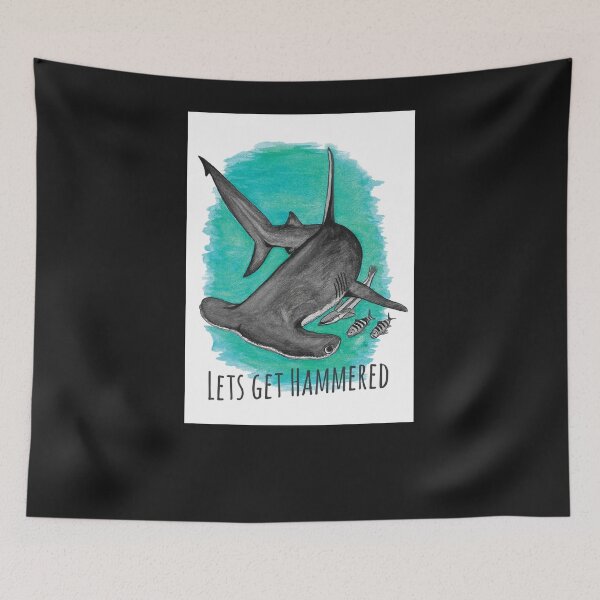 Item preview, Hammerhead Shark Lets get hammered Poster designed and sold by CedricJohns.