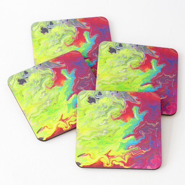 Item preview, Gargoyle fighting Dragon | psychedelic pour art red and yellow   designed and sold by AkiruzArt.