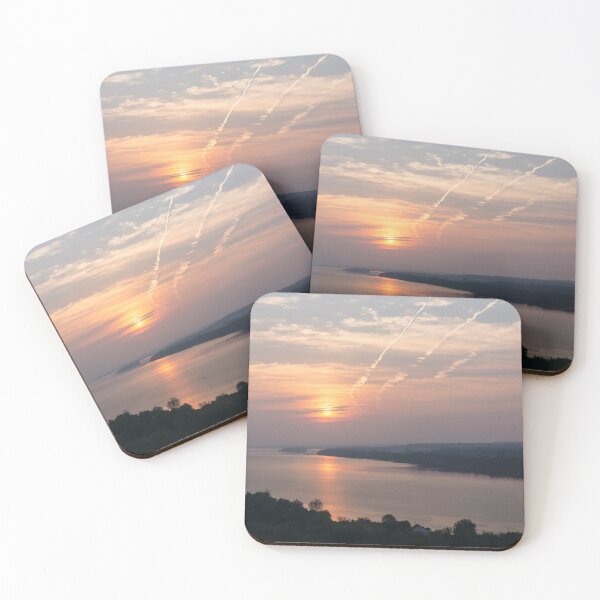 Item preview, Contrails and Clouds - Ottawa River Sunrise Painted by Airplanes designed and sold by Georgia Mizuleva.