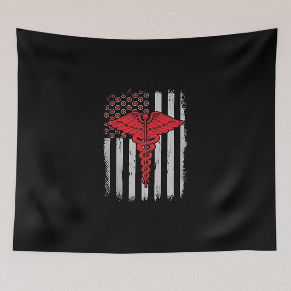 Item preview, Caduceus In Red With Flag designed and sold by Caroline Zapata.