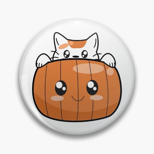 Item preview, Kawaii Cat Peeking Behind Pumpkin | Halloween designed and sold by DAFIN.