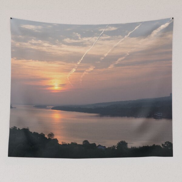 Item preview, Contrails and Clouds - Ottawa River Sunrise Painted by Airplanes designed and sold by Georgia Mizuleva.