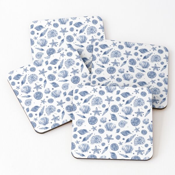 Item preview, Marine Life Seashell Blue and White Pattern designed and sold by trajeado14.