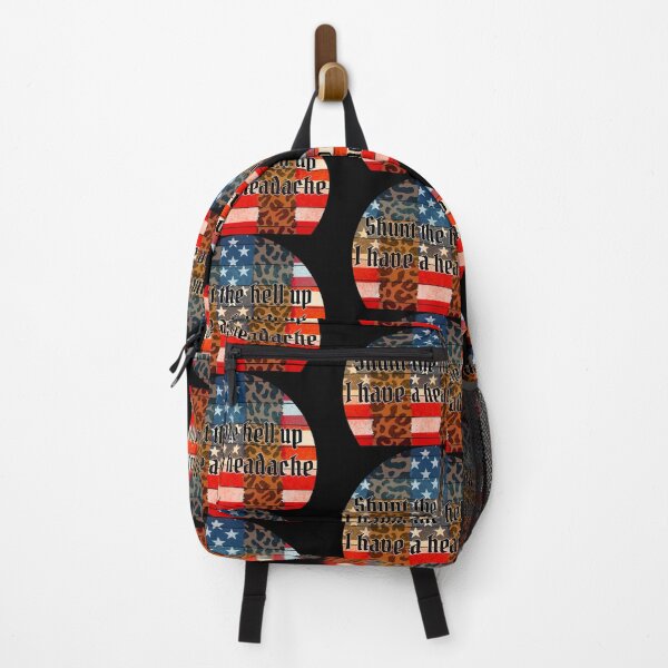 Item preview, Shunt the hell up I have a headache Retro leopard print American flag - hydrocephalus awareness designed and sold by Designs Of all kinds.