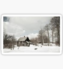 dilapidated wooden house cottage in winter Sticker
