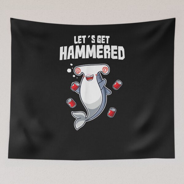 Item preview, Lets Get Hammered Funny Beer Drinking Shark designed and sold by CedricJohns.
