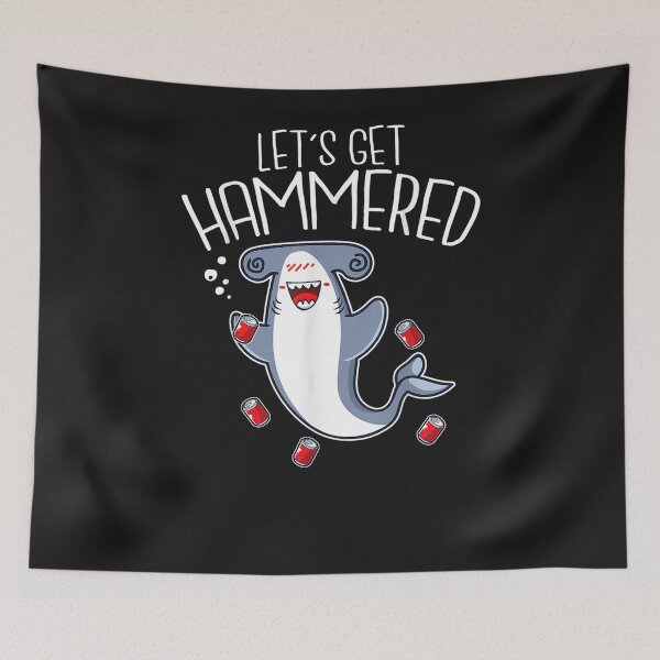 Item preview, Lets Get Hammered Funny Beer Drinking Shark designed and sold by CedricJohns.