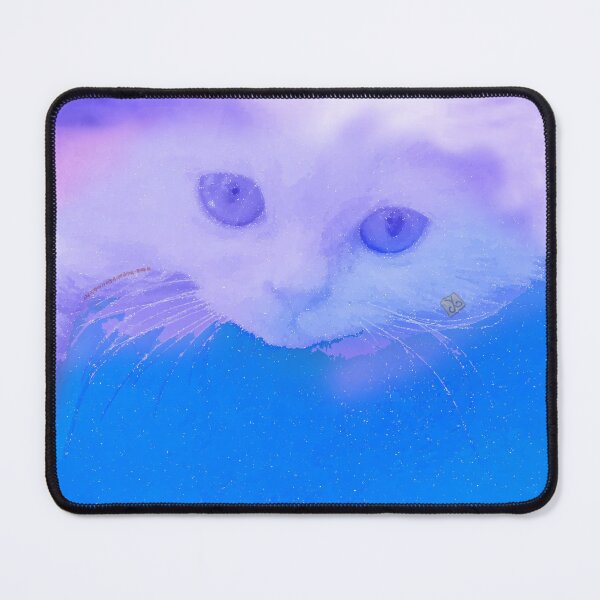 Item preview, White Persian Fluffy Cat Vanda Portrait in Blue (Photo by ACCI) designed and sold by VanyssaGraphics.