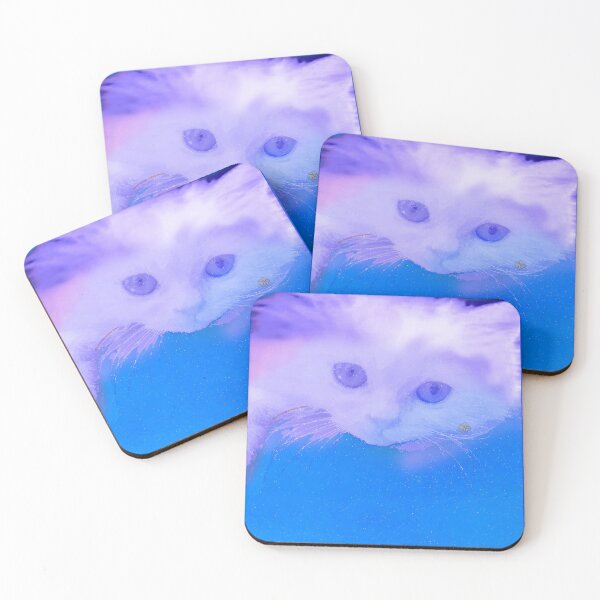 Item preview, White Persian Fluffy Cat Vanda Portrait in Blue (Photo by ACCI) designed and sold by VanyssaGraphics.