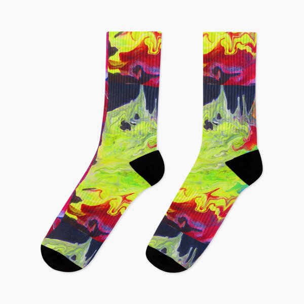 Item preview, Gargoyle fighting Dragon | psychedelic pour art red and yellow   designed and sold by AkiruzArt.