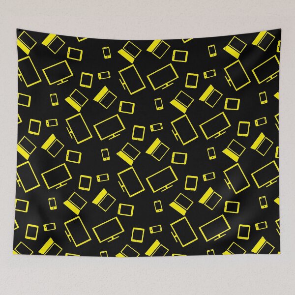 Item preview, pattern with smart gadgets on black designed and sold by NaumStock.