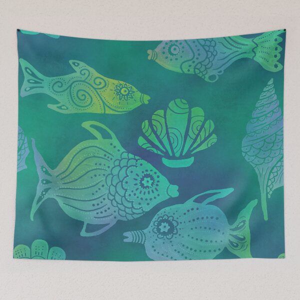 Item preview, A Cute Light Green Fish- Green Jungle Pattern Design Gift designed and sold by danzoart.