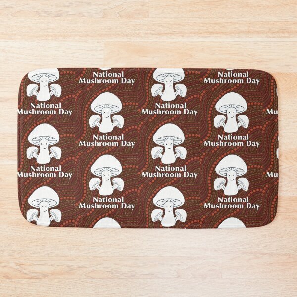 Item preview, National Mushroom Day - brown background white letters smirk designed and sold by FlorenciaBliss.