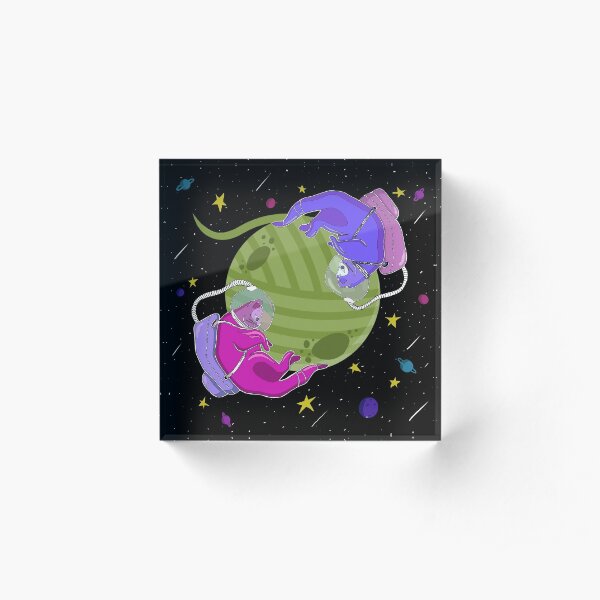 Cute Cats in Space Acrylic Block