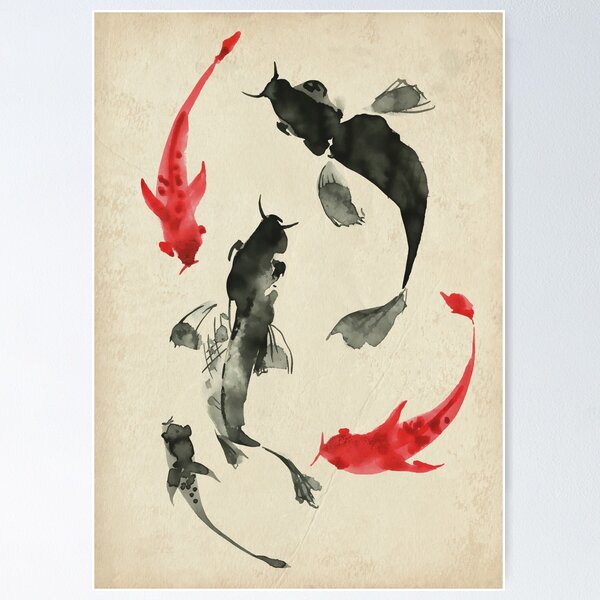 Item preview, Koi in the style of Sumi-e designed and sold by LuciaS.