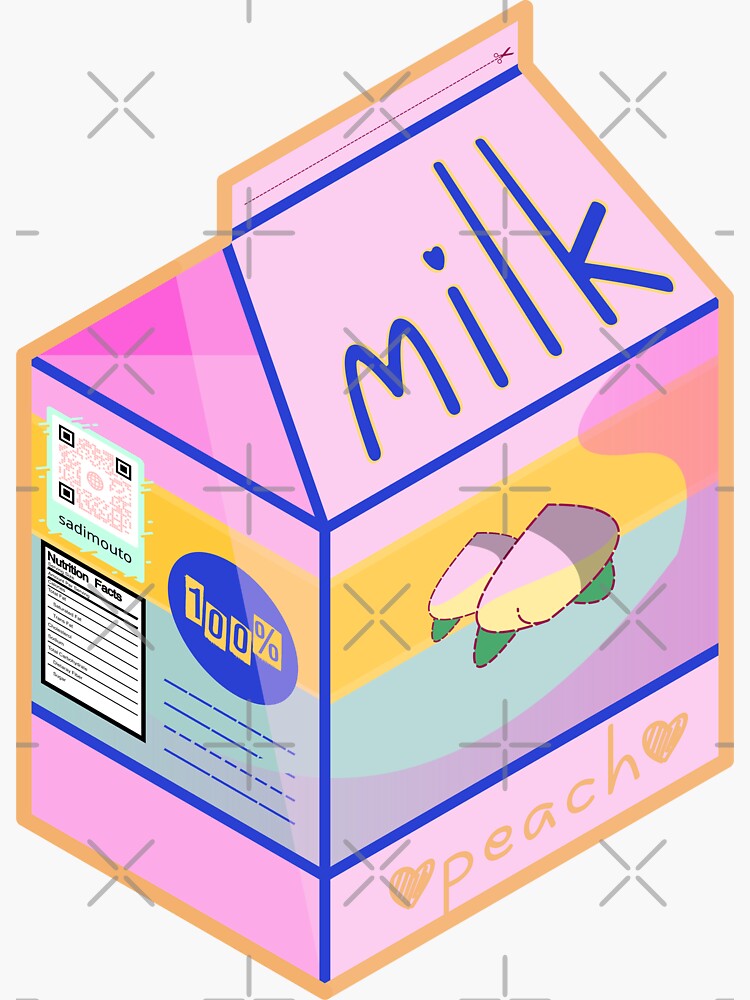 Cute Peach Flavored Milk Carton Sticker For Sale By Sadimouto