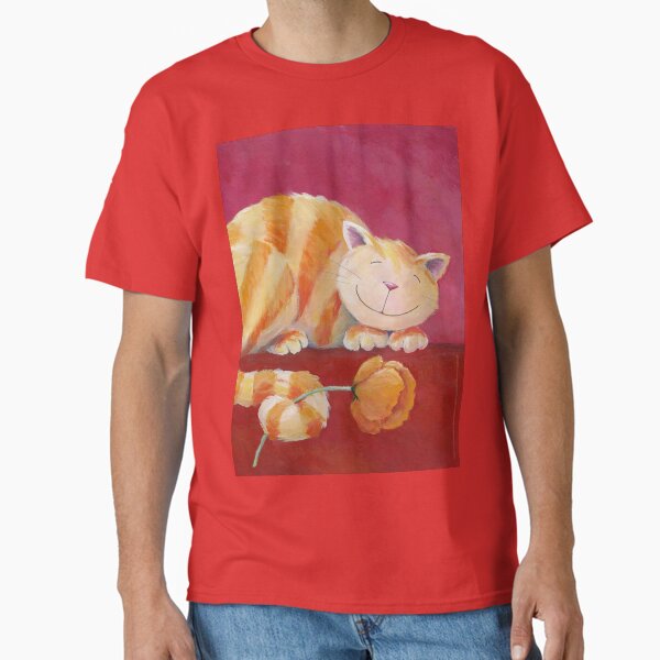 Süße Katze mit Mohnblüte Classic T-Shirt