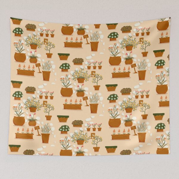 Item preview, flowers plants pot cute path garden bloom botanical beige designed and sold by emcazalet.