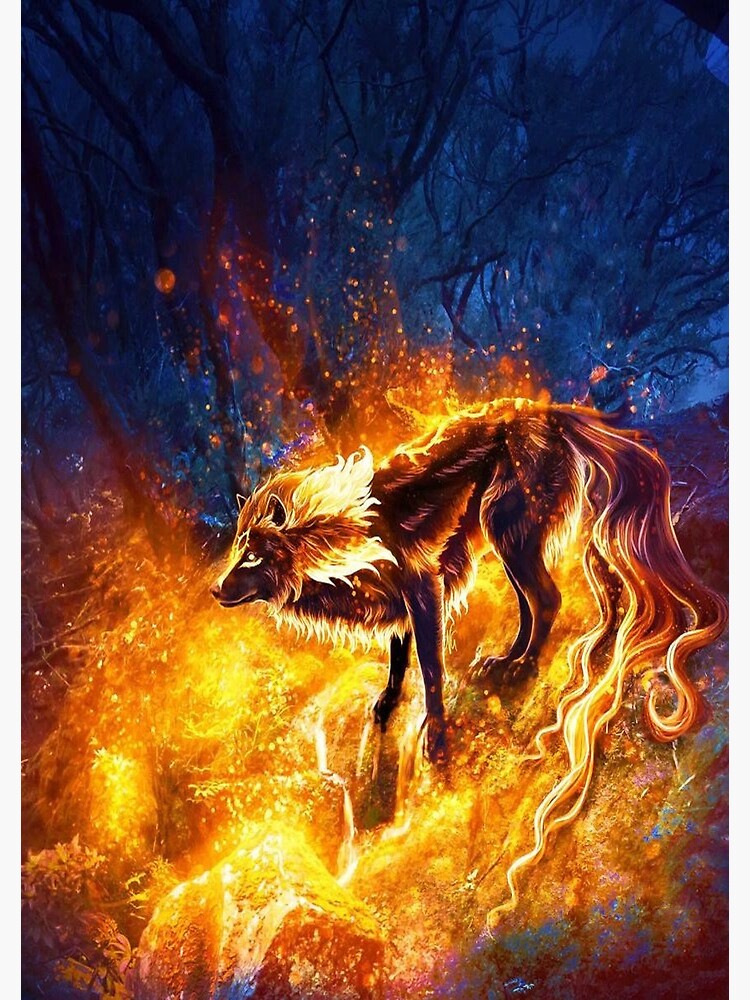 Angry fire wolf 3d art stock illustration. Illustration of ferocity -  269987498