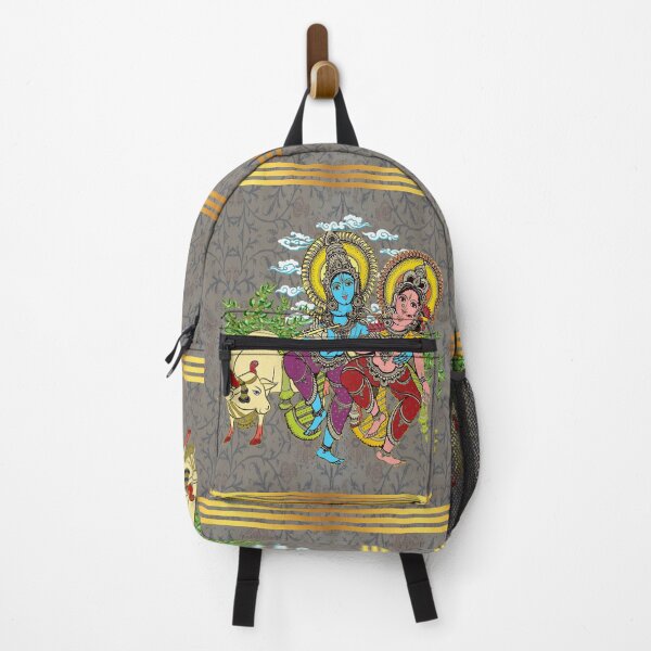 Item preview, Divine Radha Krishna & Sacred Cow Art: Grey and Gold Heritage designed and sold by Art-PraveenRai.