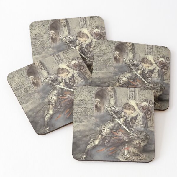Item preview,  Arthur Rackham-  Romance of King Arthur 1920 - Sir Lancelot and the Dragon designed and sold by Dreamflight.