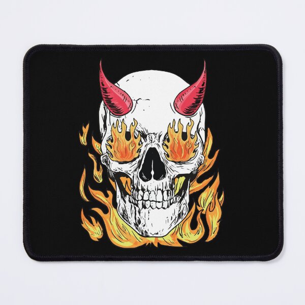 Item preview, Skull with Red Horns Burning Flames of Fire designed and sold by MadMando.