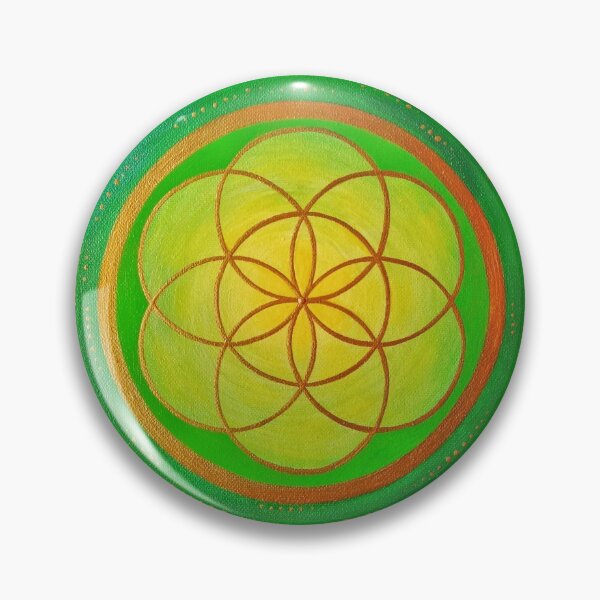 Item preview, Green and yellow Flower of Life Mandala  designed and sold by shantilovesart.