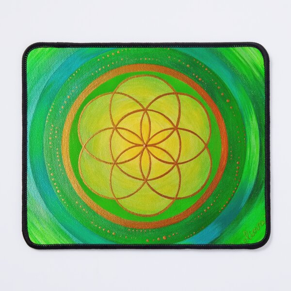 Item preview, Green and yellow Flower of Life Mandala  designed and sold by shantilovesart.