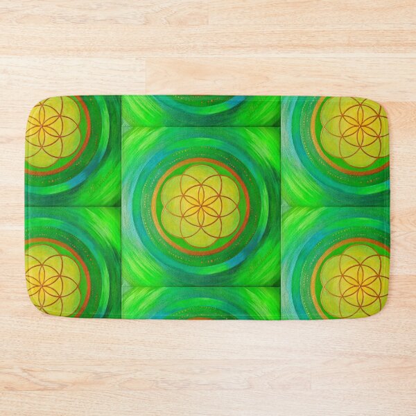 Item preview, Green and yellow Flower of Life Mandala  designed and sold by shantilovesart.