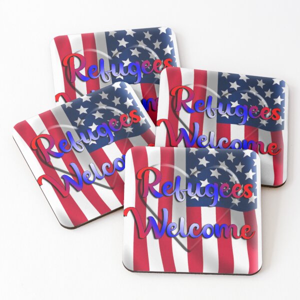 Item preview, Refugees Welcome, Welcoming is what America does best, Patriotic, vertical designed and sold by HazardPaay.