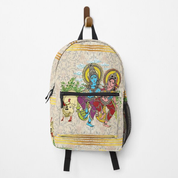 Item preview, Divine Radha Krishna & Sacred Cow Art: Beige and Gold Heritage designed and sold by Art-PraveenRai.