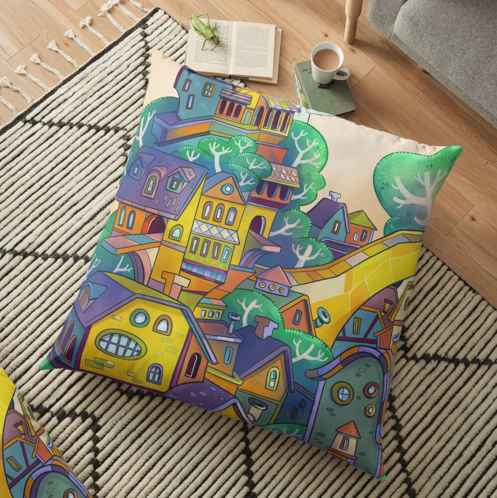Tree Top Town Floor Pillow