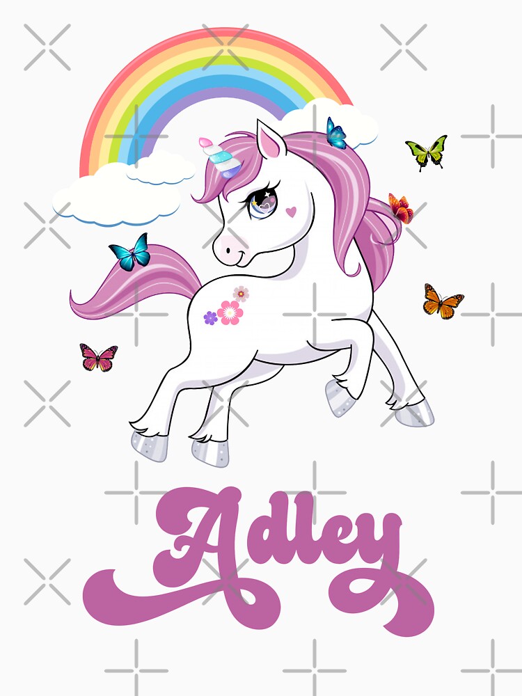 "A For Adley Adley, Rainbow Unicorn" Tshirt for Sale by Dinudi