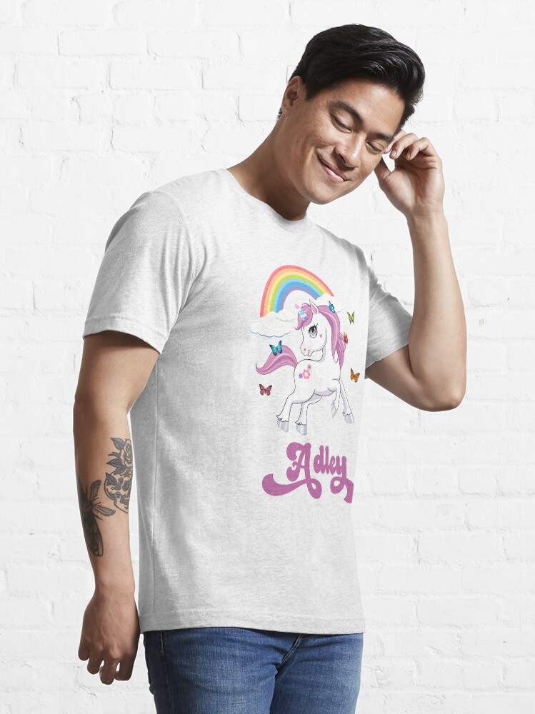 "A For Adley Adley, Rainbow Unicorn" Tshirt for Sale by Dinudi