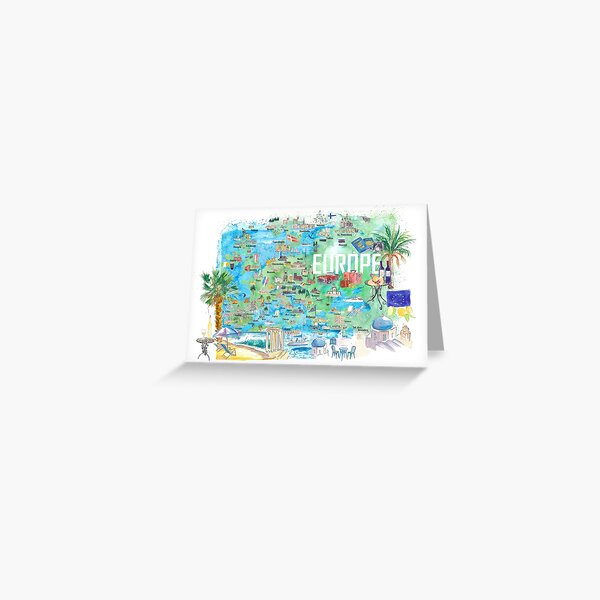 Item preview, Europe Illustrated Travel Map with Tourist Highlights and Attractions designed and sold by artshop77.