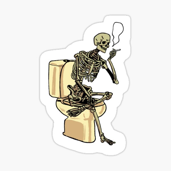 Skeleton on toilet Sticker