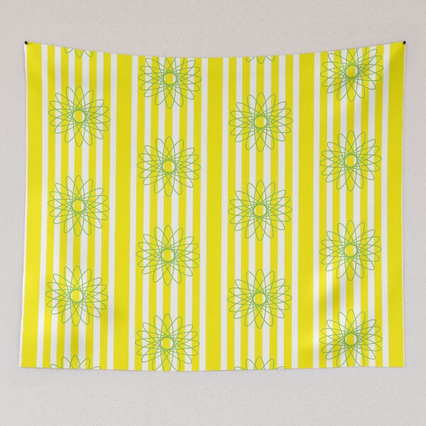 Item preview, Summer Yellow Stripes Green Abstract Floral Pattern designed and sold by Nisha Prabhu.