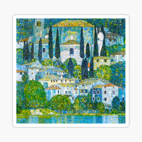 Aperçu de l'œuvre HD Gustav Klimt - Kirche in Cassone 1913 Original Painting créée et vendue par gologodesigns.