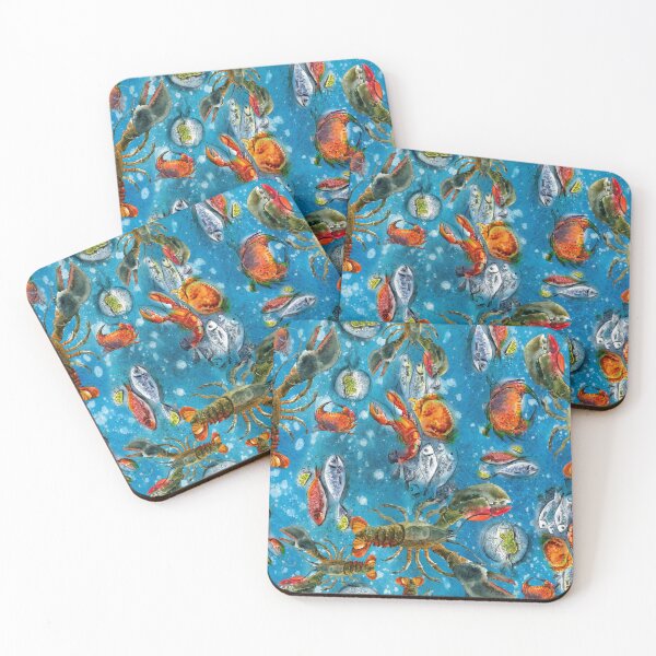 Item preview, sea summer texture with fish, crab and lobster, hand-drawn pattern for Men's & Women's Fashion designed and sold by TeeFashionShop.