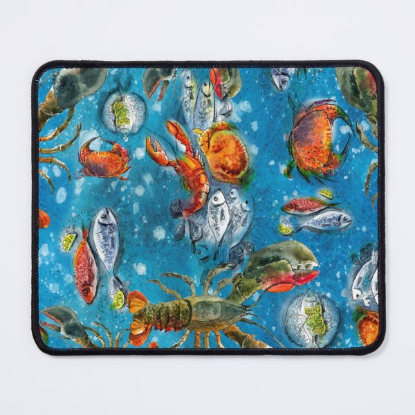 Item preview, sea summer texture with fish, crab and lobster, hand-drawn pattern for Men's & Women's Fashion designed and sold by TeeFashionShop.