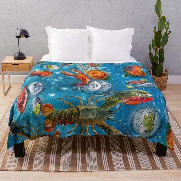 Item preview, sea summer texture with fish, crab and lobster, hand-drawn pattern for Men's & Women's Fashion designed and sold by TeeFashionShop.