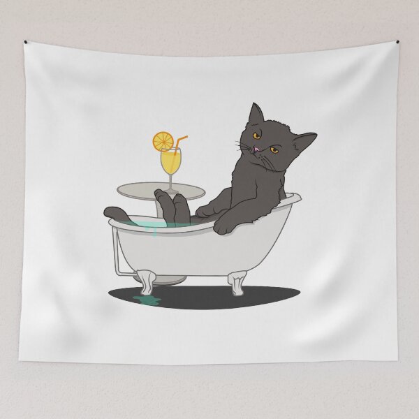 Item preview, Funny Gray Cat Relaxing In The Bathtub Cute Cat Lovers designed and sold by BCreative4U.