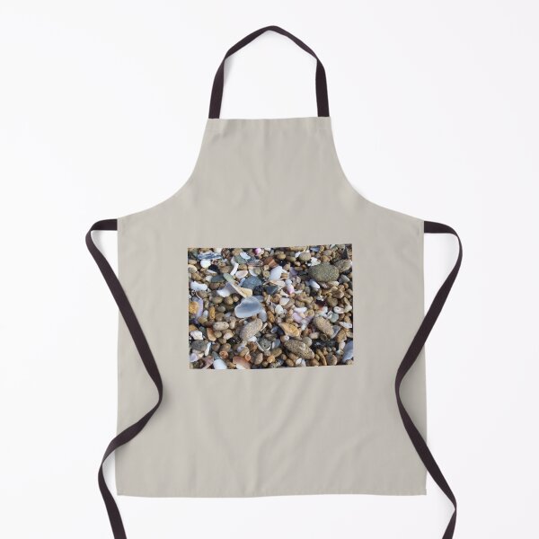Item preview, White Sea Glass Tiny Seashells Greige Pebbles at the Beach designed and sold by Beachy.