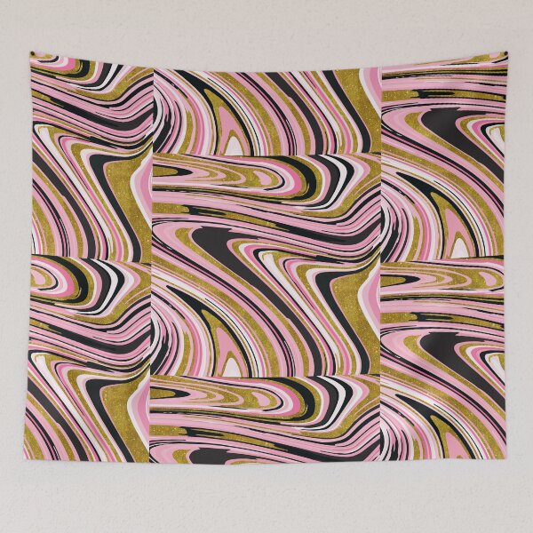 Item preview, Pink Black Gold White Paint Pour Pattern Design designed and sold by boopsblunt.