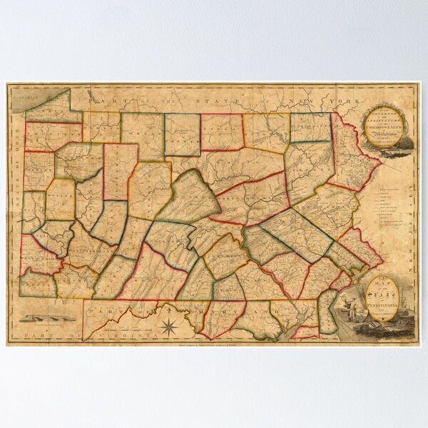 Item preview, Map of Pennsylvania 1811 designed and sold by mollyfare.